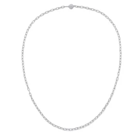 Oval Link Necklace in 18K White Gold