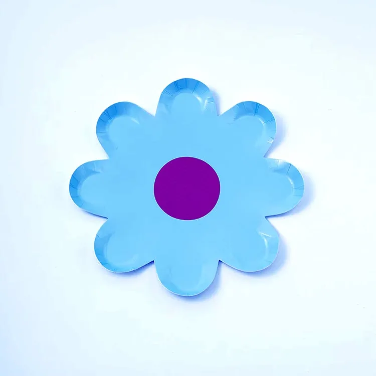 Party Paper Plate | Blue Daisy Shaped | Set of 10