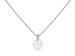 Pearl and Diamond Pendant in 18K White Gold