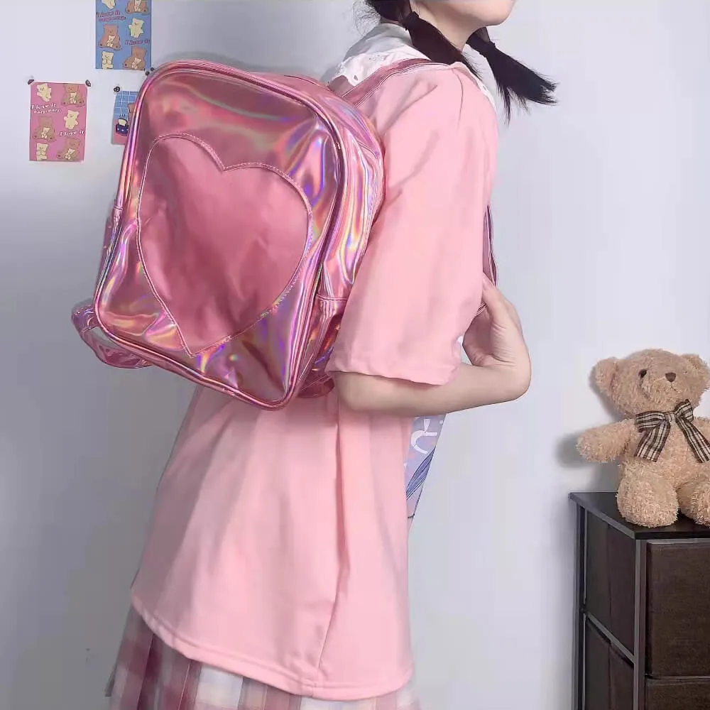 Pink Heart Laser Backpack