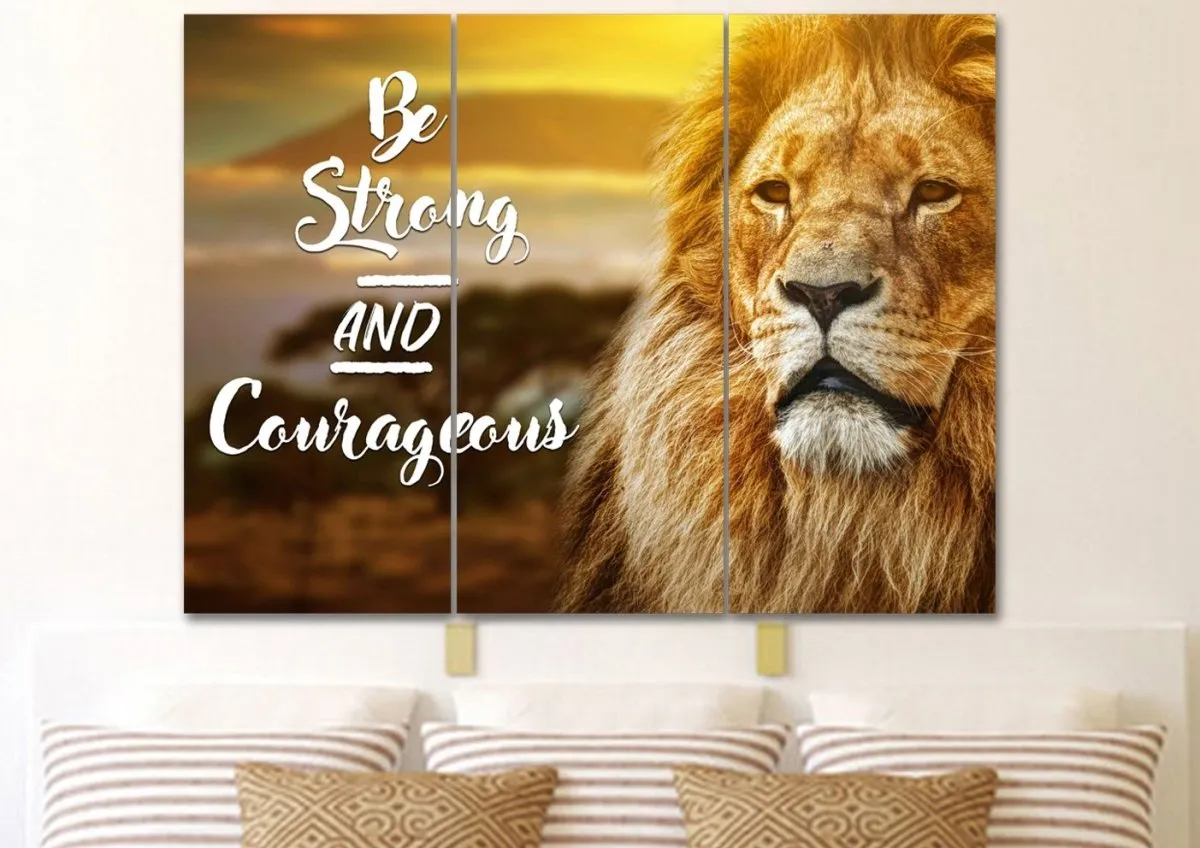 Pride Lion #6 Joshua 19 Be Strong And Courageous Wall Art - Christian Canvas Wall Art