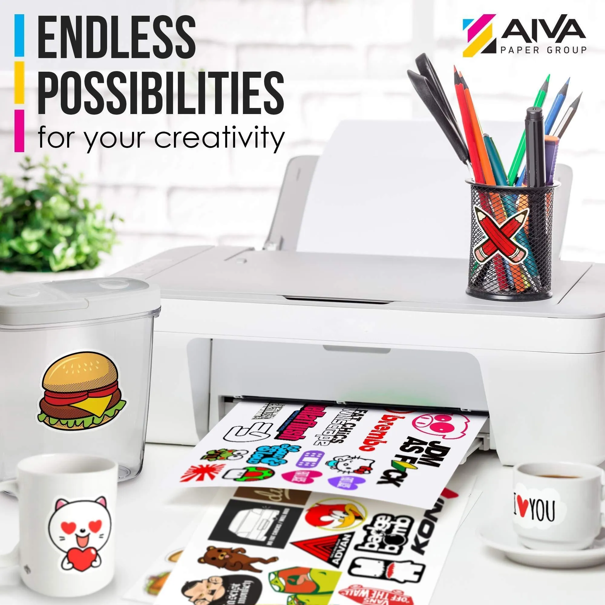Printable Vinyl Sticker Paper Waterproof Decal Paper for Inkjet Printer 50 Sheet