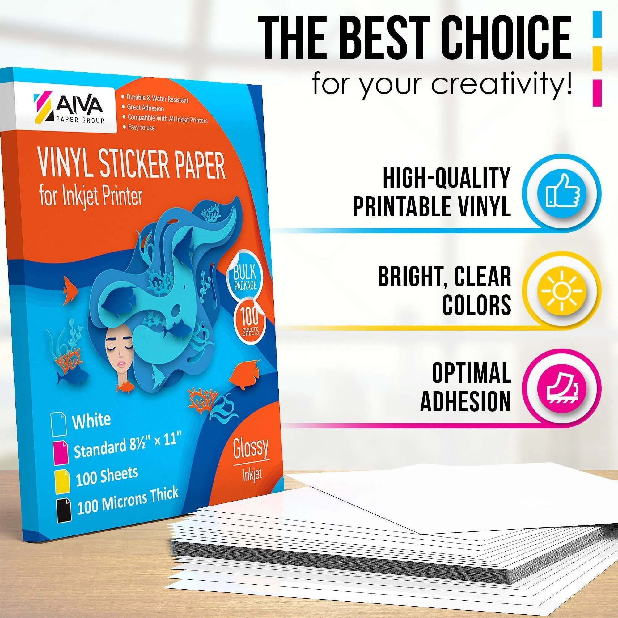 Printable Vinyl Sticker Paper Waterproof Decal Paper for Inkjet Printer 50 Sheet