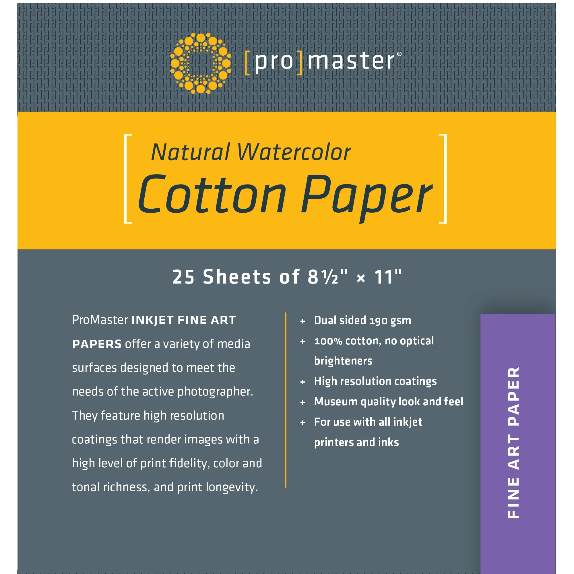 ProMaster Natural Watercolor Cotton Paper - 8 1/2"x11" - 25 Sheets