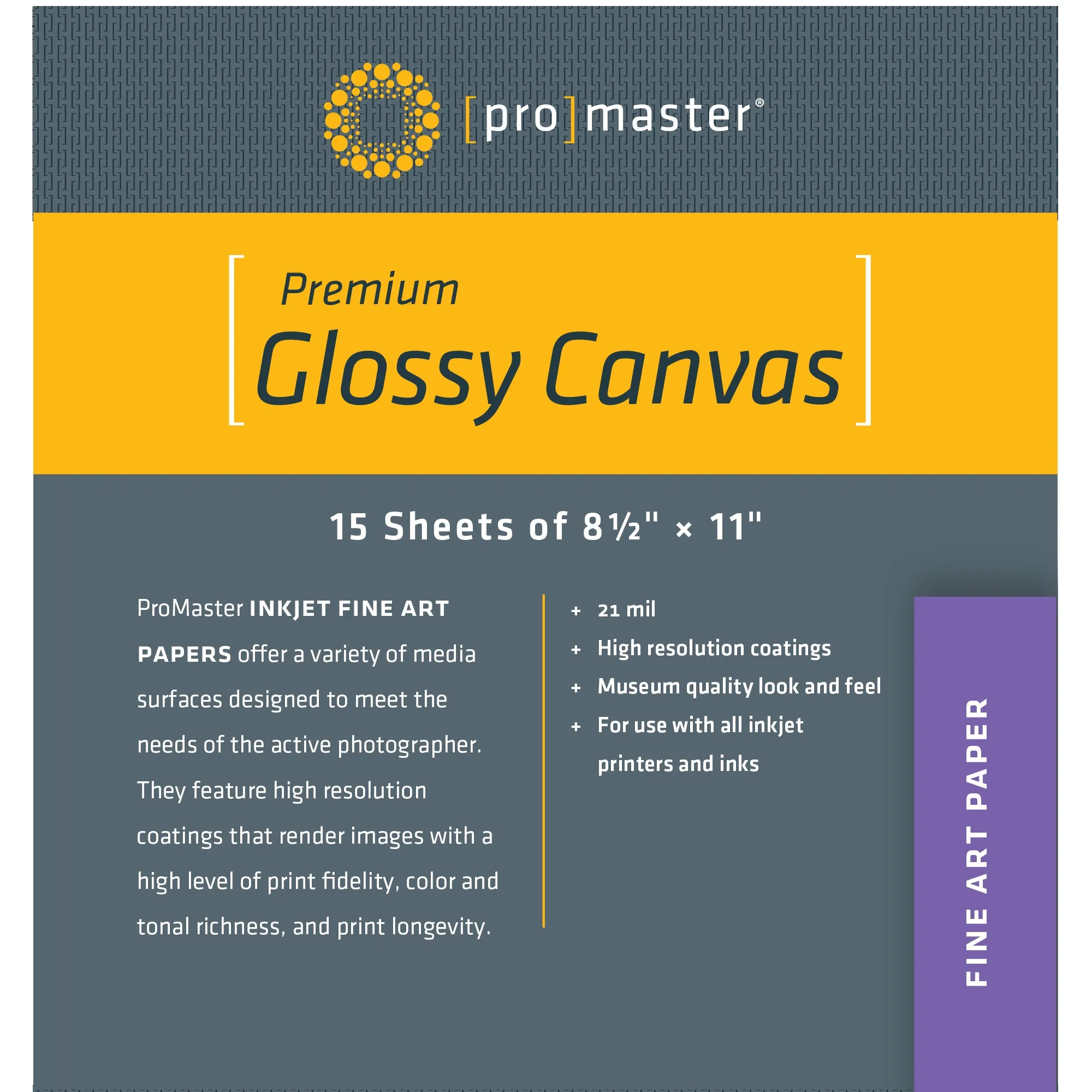ProMaster Premium Glossy Canvas - 8 1/2"x11'' - 15 Sheets