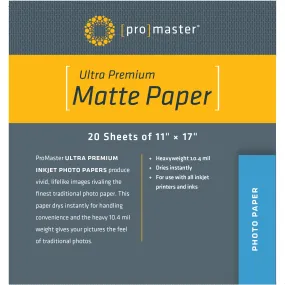 ProMaster Ultra Premium Matte Paper - 11"x17" - 20 Sheets