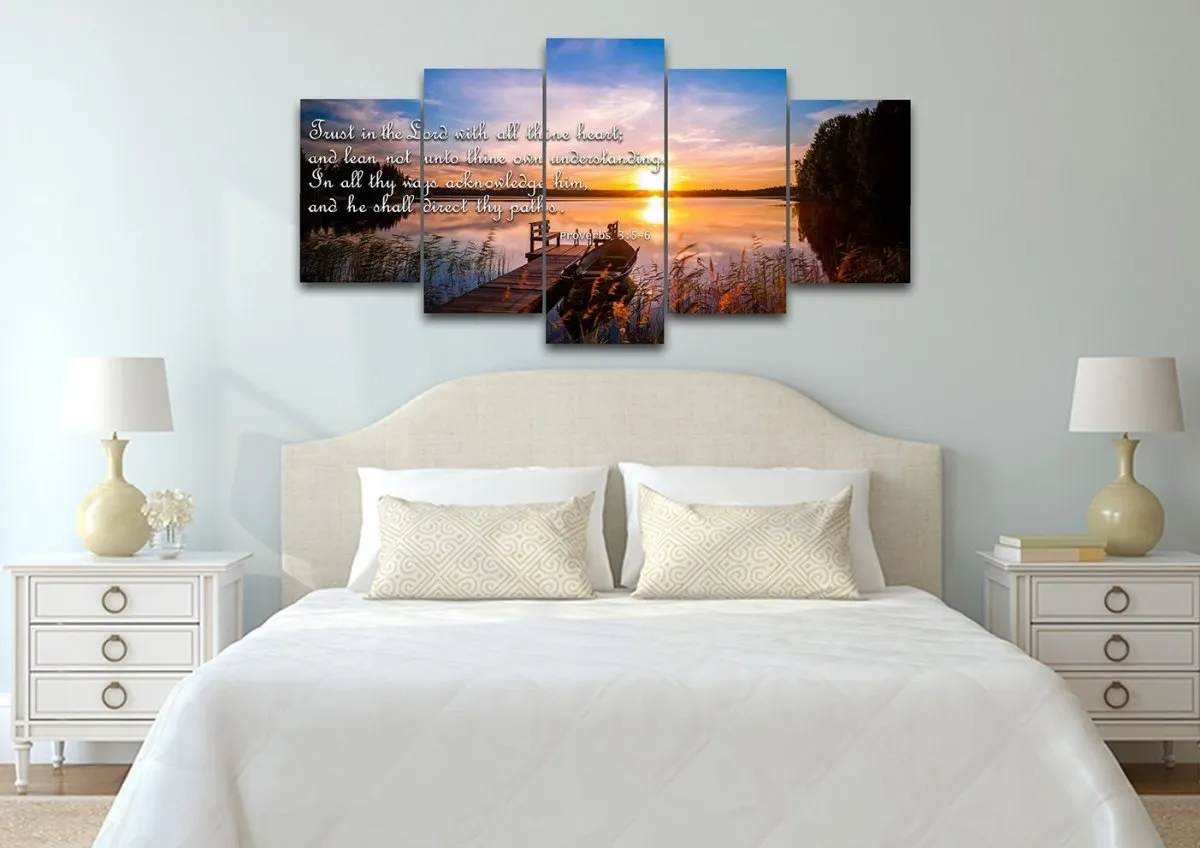 Proverbs 35-6 #15 Kjv 'Trust In The Lord' Christian Scripture Wall Art Canvas - Christian Canvas Wall Art