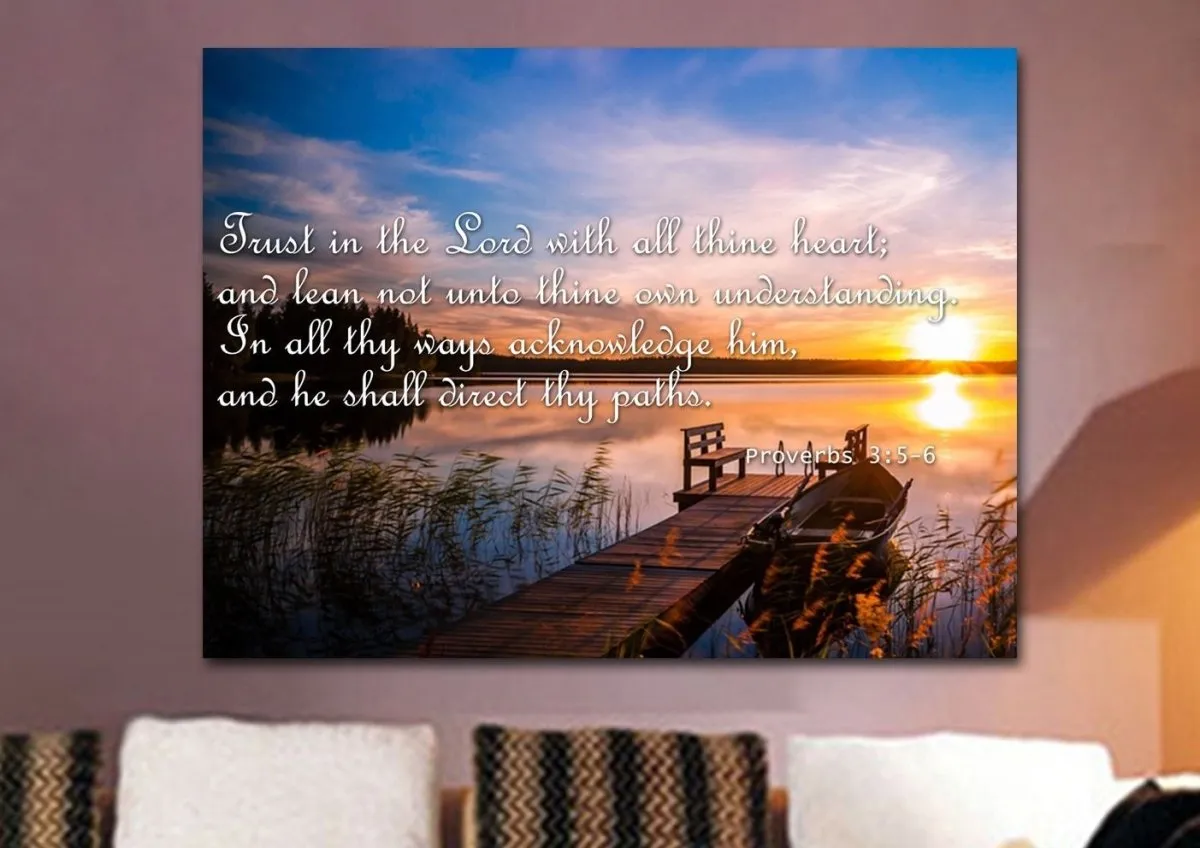 Proverbs 35-6 #15 Kjv 'Trust In The Lord' Christian Scripture Wall Art Canvas - Christian Canvas Wall Art