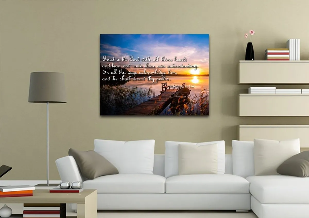 Proverbs 35-6 #15 Kjv 'Trust In The Lord' Christian Scripture Wall Art Canvas - Christian Canvas Wall Art