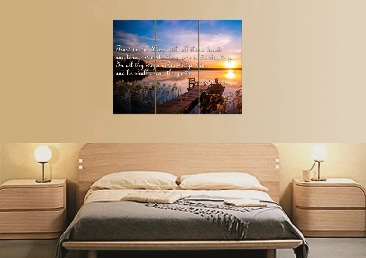 Proverbs 35-6 #15 Kjv 'Trust In The Lord' Christian Scripture Wall Art Canvas - Christian Canvas Wall Art