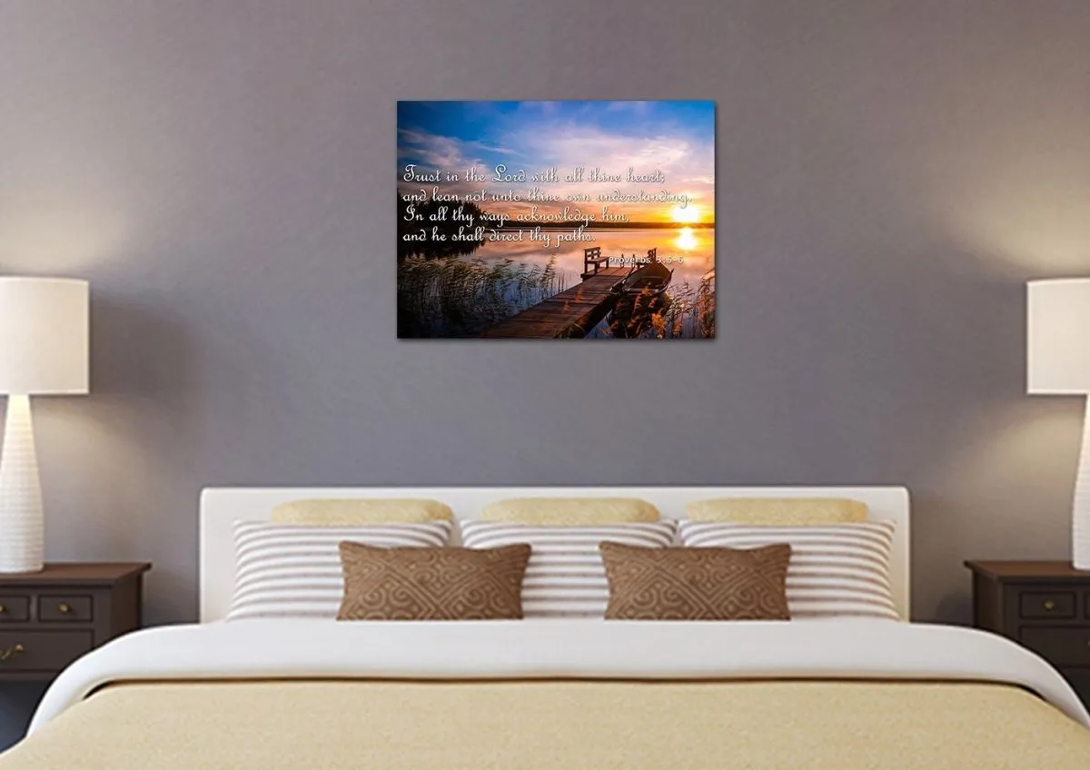 Proverbs 35-6 #15 Kjv 'Trust In The Lord' Christian Scripture Wall Art Canvas - Christian Canvas Wall Art