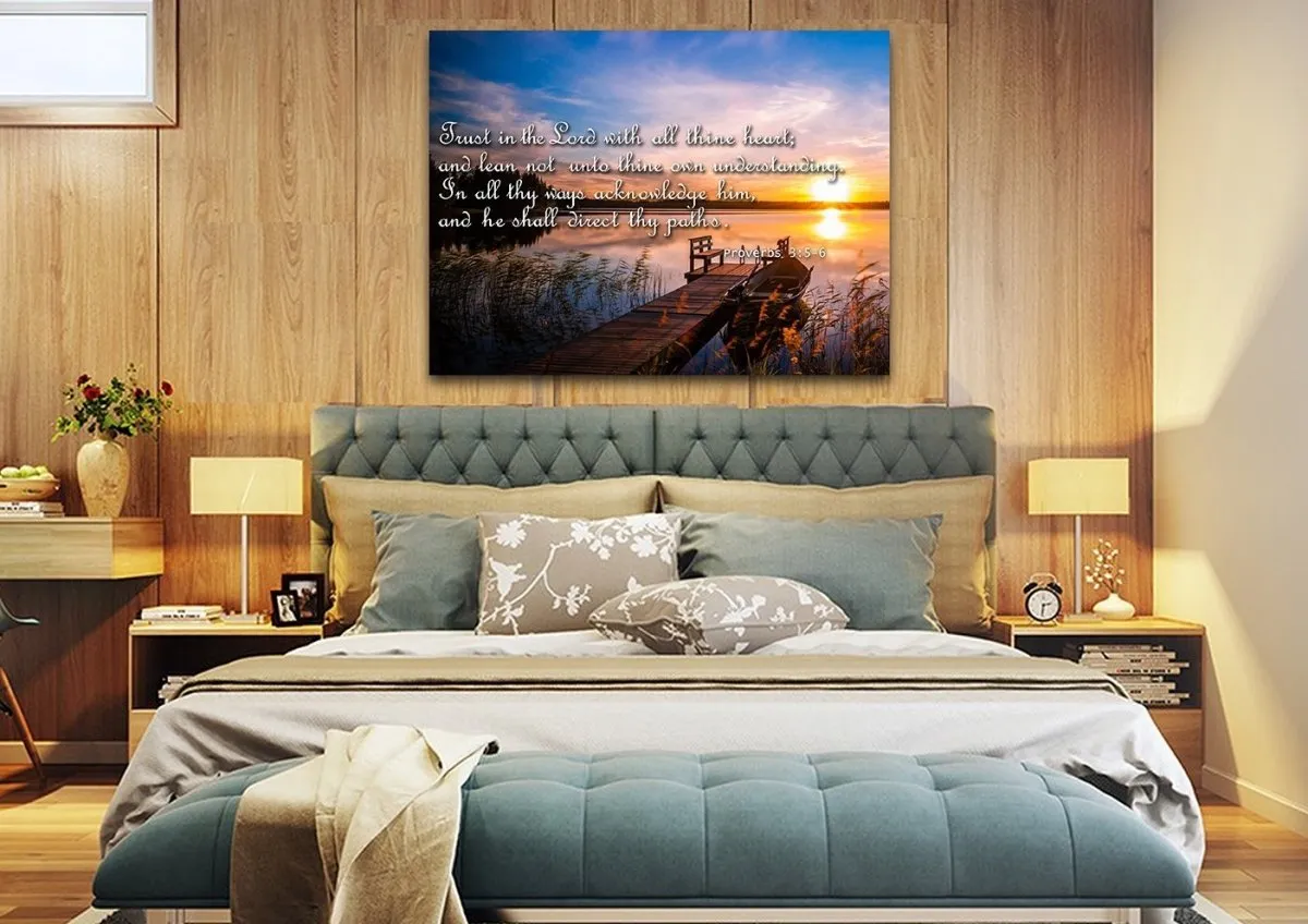Proverbs 35-6 #15 Kjv 'Trust In The Lord' Christian Scripture Wall Art Canvas - Christian Canvas Wall Art