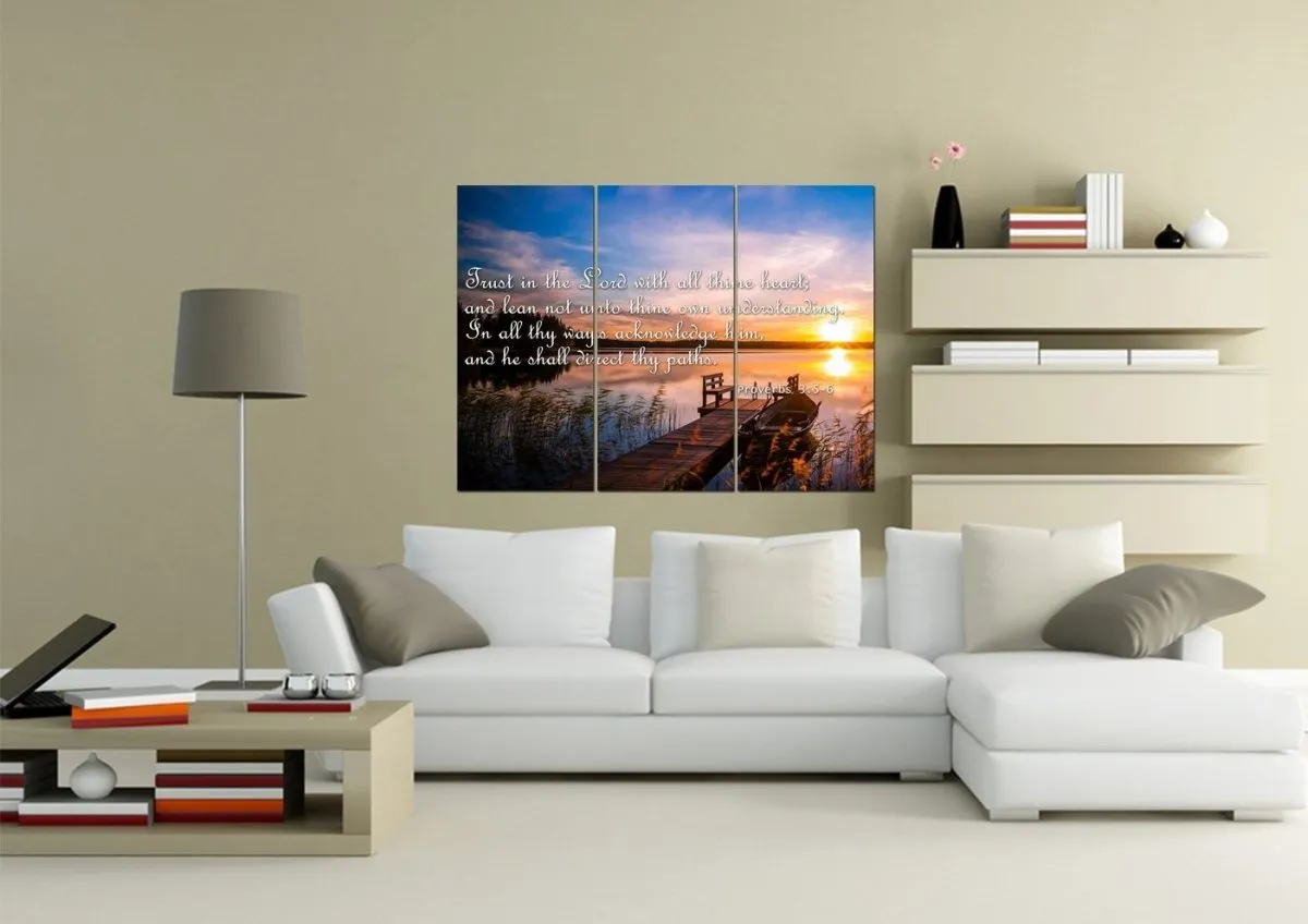Proverbs 35-6 #15 Kjv 'Trust In The Lord' Christian Scripture Wall Art Canvas - Christian Canvas Wall Art