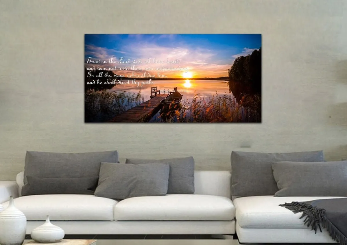 Proverbs 35-6 #15 Kjv 'Trust In The Lord' Christian Scripture Wall Art Canvas - Christian Canvas Wall Art