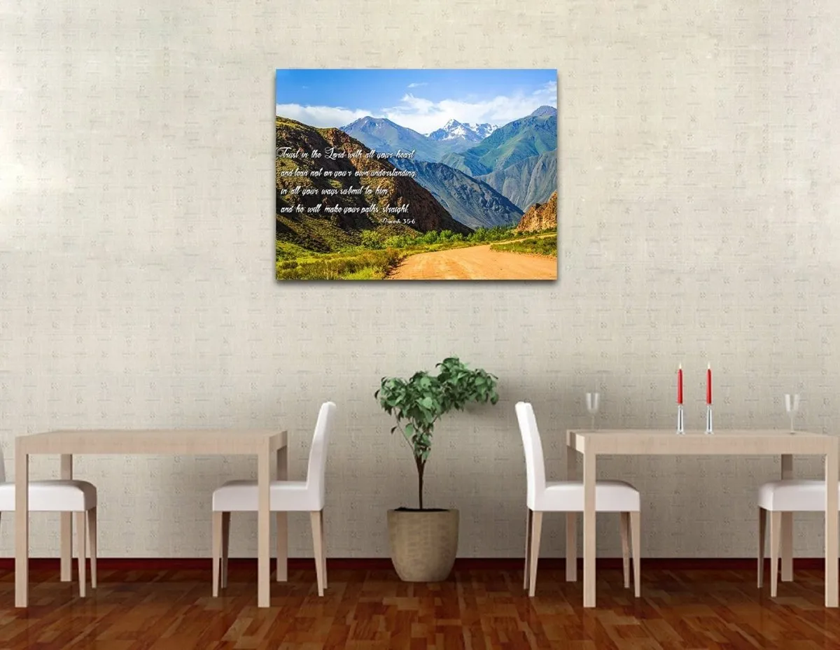 Proverbs 35-6 #21 'Trust In The Lord With All Your Heart' Bible Verse Canvas Wall Art - Christian Canvas Wall Art