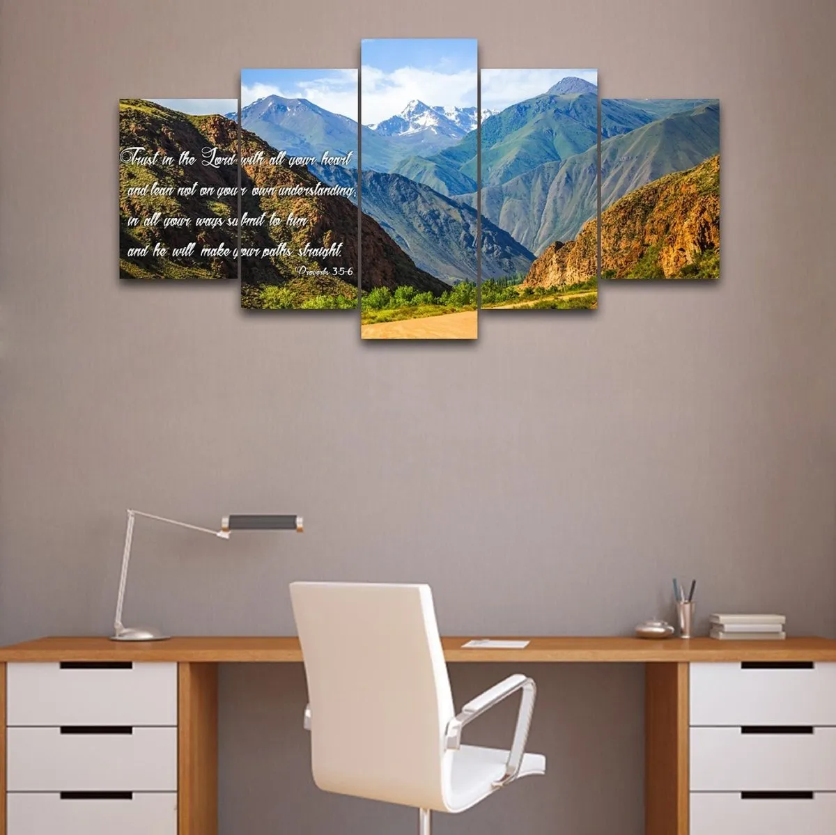 Proverbs 35-6 #21 'Trust In The Lord With All Your Heart' Bible Verse Canvas Wall Art - Christian Canvas Wall Art