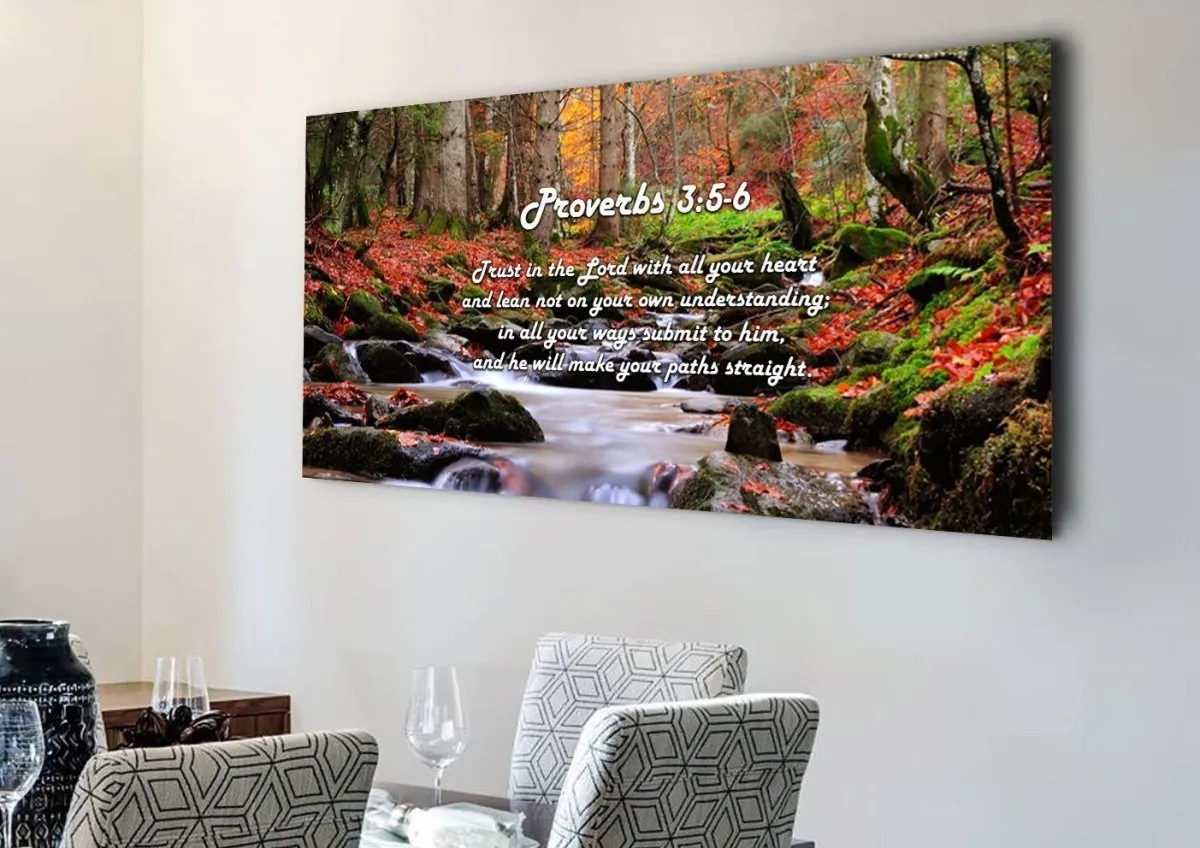 Proverbs 35-6 #27 'Trust In The Lord With All Thine Heart' Christian Scripture Wall Art Canvas - Christian Canvas Wall Art