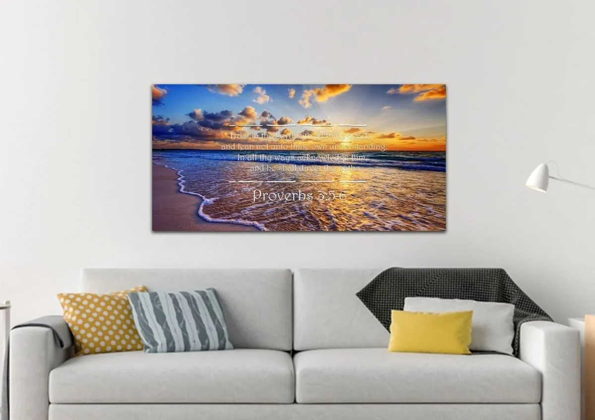Proverbs 35-6 #28 'Trust In The Lord With All Thine Heart' Christian Scripture Wall Art Canvas - Christian Canvas Wall Art