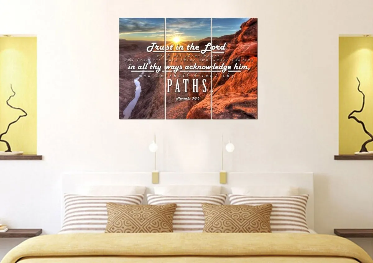 Proverbs 35-6 #30 Kjv 'Trust In The Lord With All Thine Heart' Christian Scripture Wall Art Canvas - Christian Canvas Wall Art