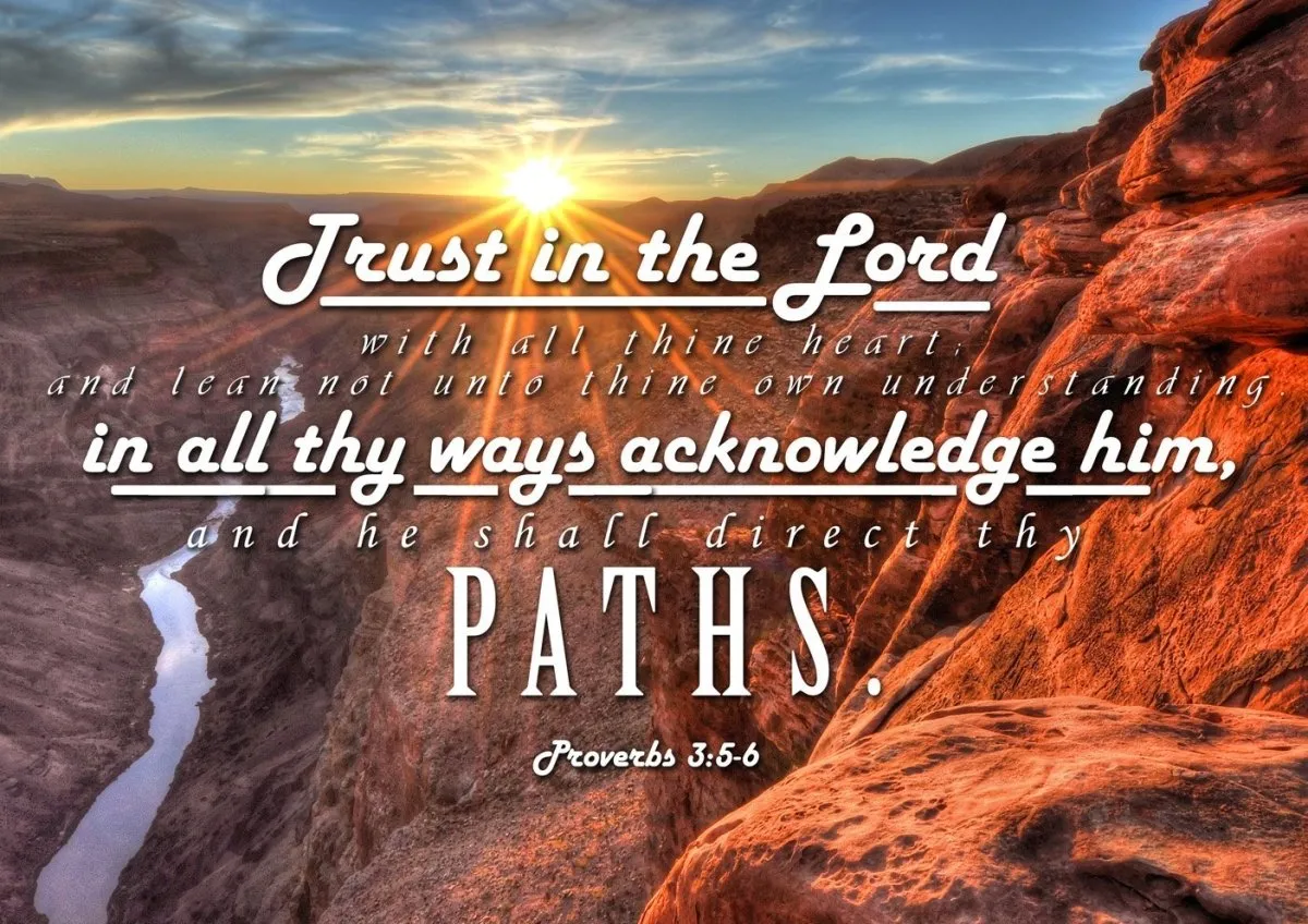 Proverbs 35-6 #30 Kjv 'Trust In The Lord With All Thine Heart' Christian Scripture Wall Art Canvas - Christian Canvas Wall Art