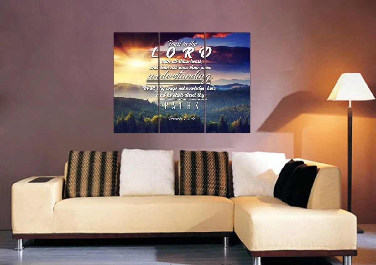 Proverbs 35-6 #33 Kjv 'Trust In The Lord With All Thine Heart' Christian Scripture Wall Art Canvas - Christian Canvas Wall Art