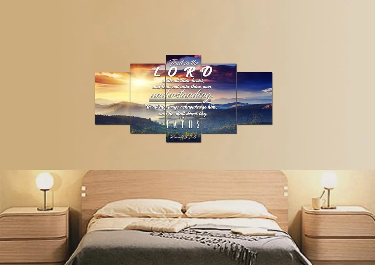 Proverbs 35-6 #33 Kjv 'Trust In The Lord With All Thine Heart' Christian Scripture Wall Art Canvas - Christian Canvas Wall Art