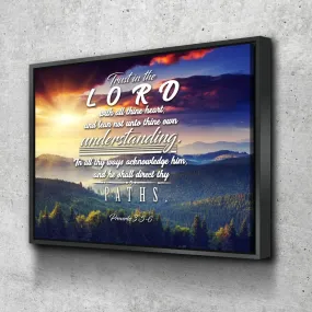Proverbs 35-6 #33 Kjv 'Trust In The Lord With All Thine Heart' Christian Scripture Wall Art Canvas - Christian Canvas Wall Art