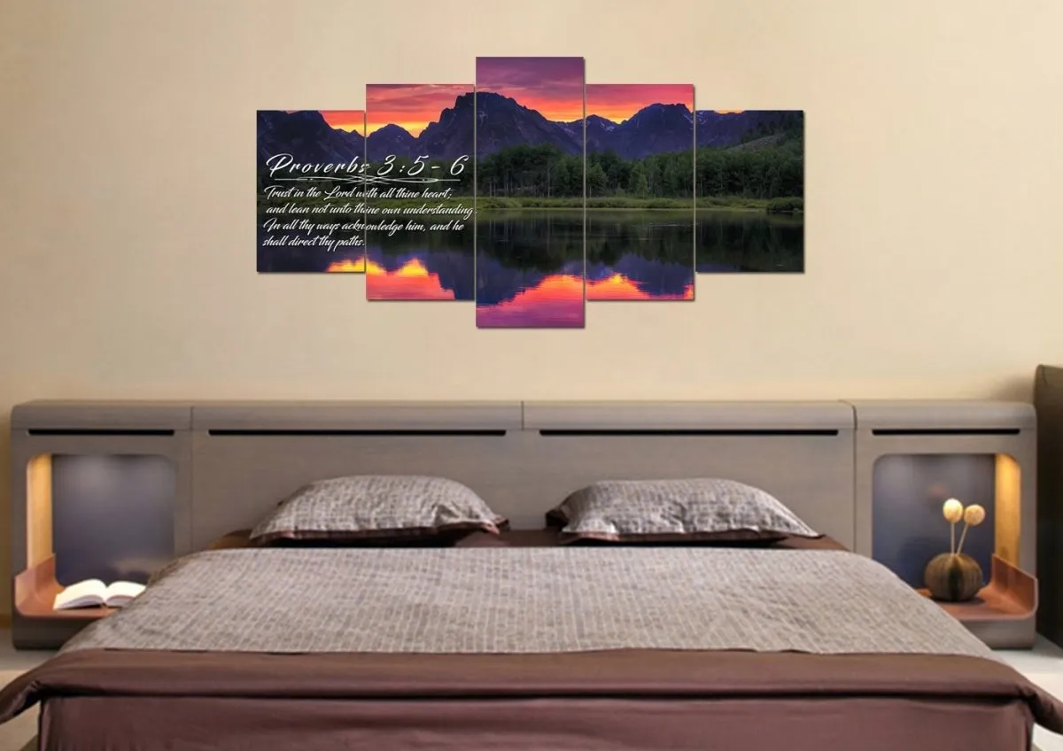Proverbs 35-6 #35 Kjv 'Trust In The Lord With All Thine Heart' Christian Scripture Wall Art Canvas - Christian Canvas Wall Art