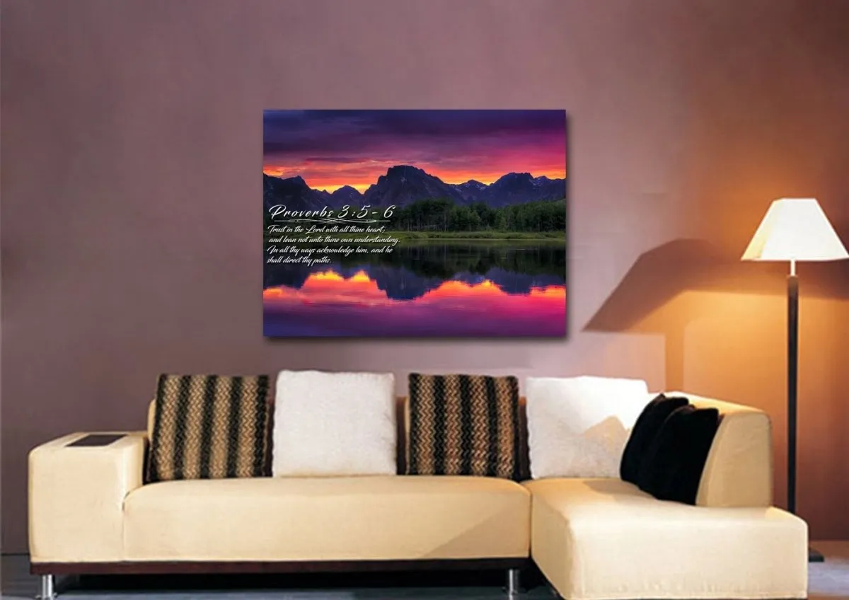 Proverbs 35-6 #35 Kjv 'Trust In The Lord With All Thine Heart' Christian Scripture Wall Art Canvas - Christian Canvas Wall Art
