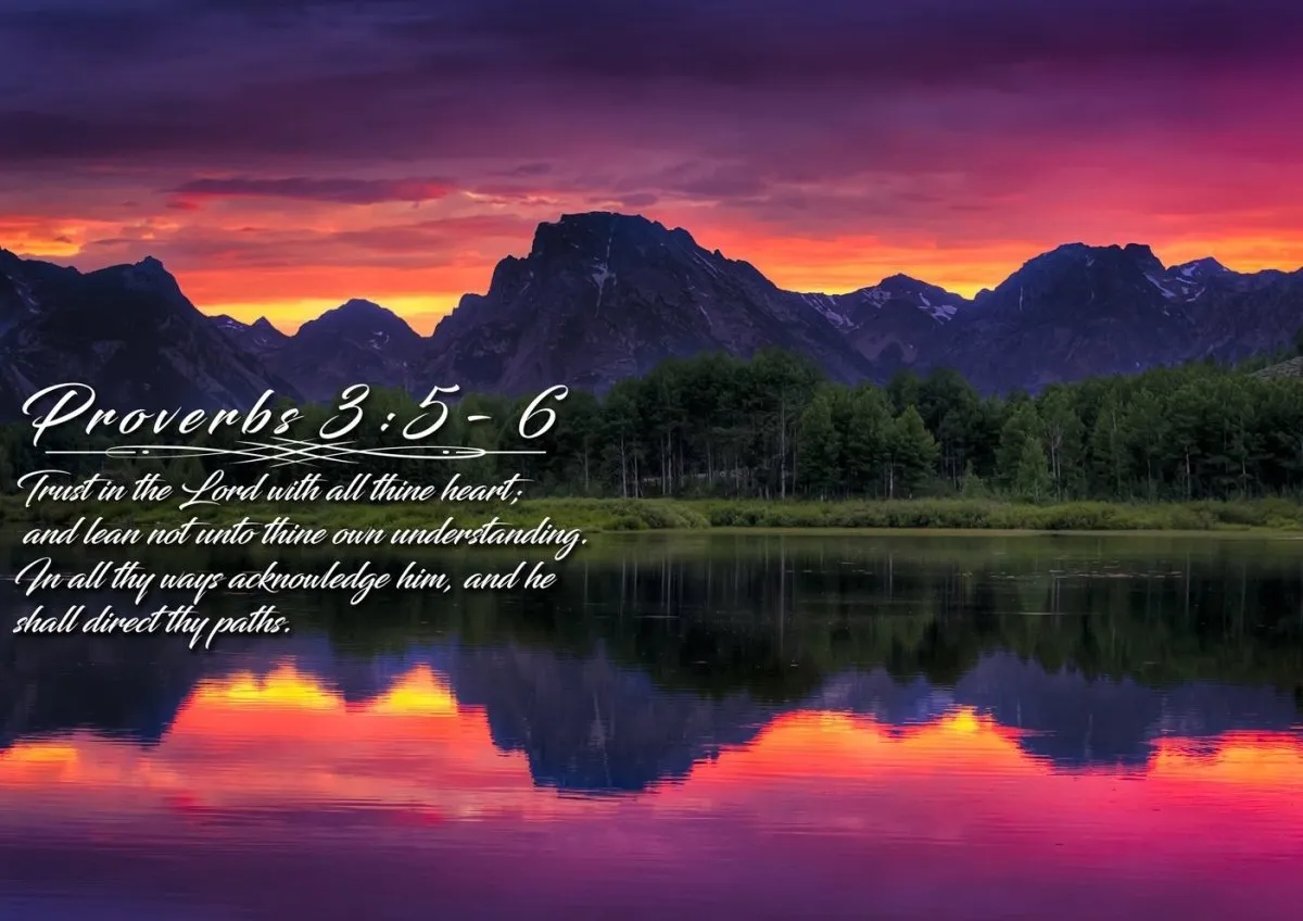 Proverbs 35-6 #35 Kjv 'Trust In The Lord With All Thine Heart' Christian Scripture Wall Art Canvas - Christian Canvas Wall Art