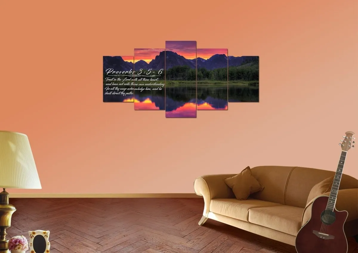 Proverbs 35-6 #35 Kjv 'Trust In The Lord With All Thine Heart' Christian Scripture Wall Art Canvas - Christian Canvas Wall Art