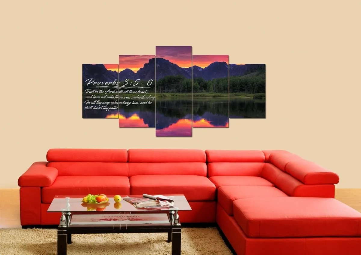 Proverbs 35-6 #35 Kjv 'Trust In The Lord With All Thine Heart' Christian Scripture Wall Art Canvas - Christian Canvas Wall Art