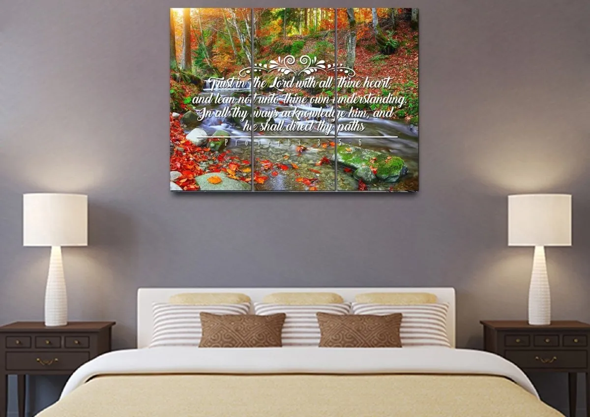 Proverbs 35-6 #41 Kjv 'Trust In The Lord With All Thine Heart' Christian Scripture Wall Art Canvas - Christian Canvas Wall Art