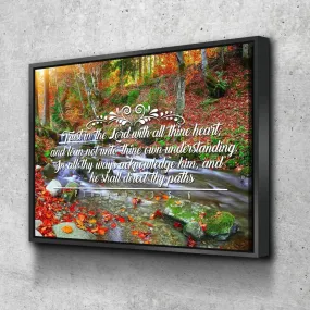 Proverbs 35-6 #41 Kjv 'Trust In The Lord With All Thine Heart' Christian Scripture Wall Art Canvas - Christian Canvas Wall Art
