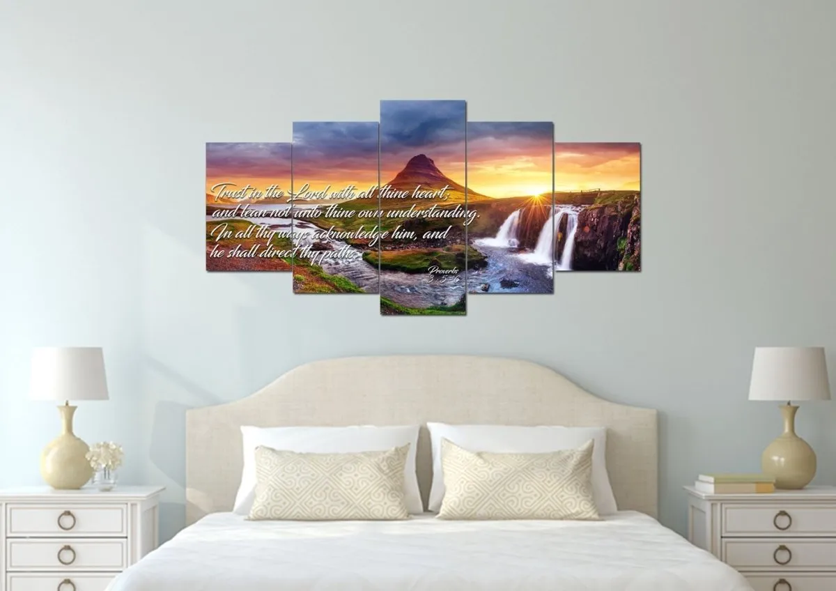 Proverbs 35-6 #43 Kjv 'Trust In The Lord With All Thine Heart' Christian Scripture Wall Art Canvas - Christian Canvas Wall Art