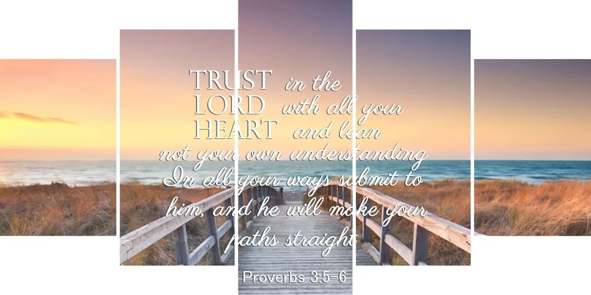 Proverbs 35-6 Niv In All Your Ways Submit To Him Bible Verse Wall Art Canvas - Christian Canvas Wall Art