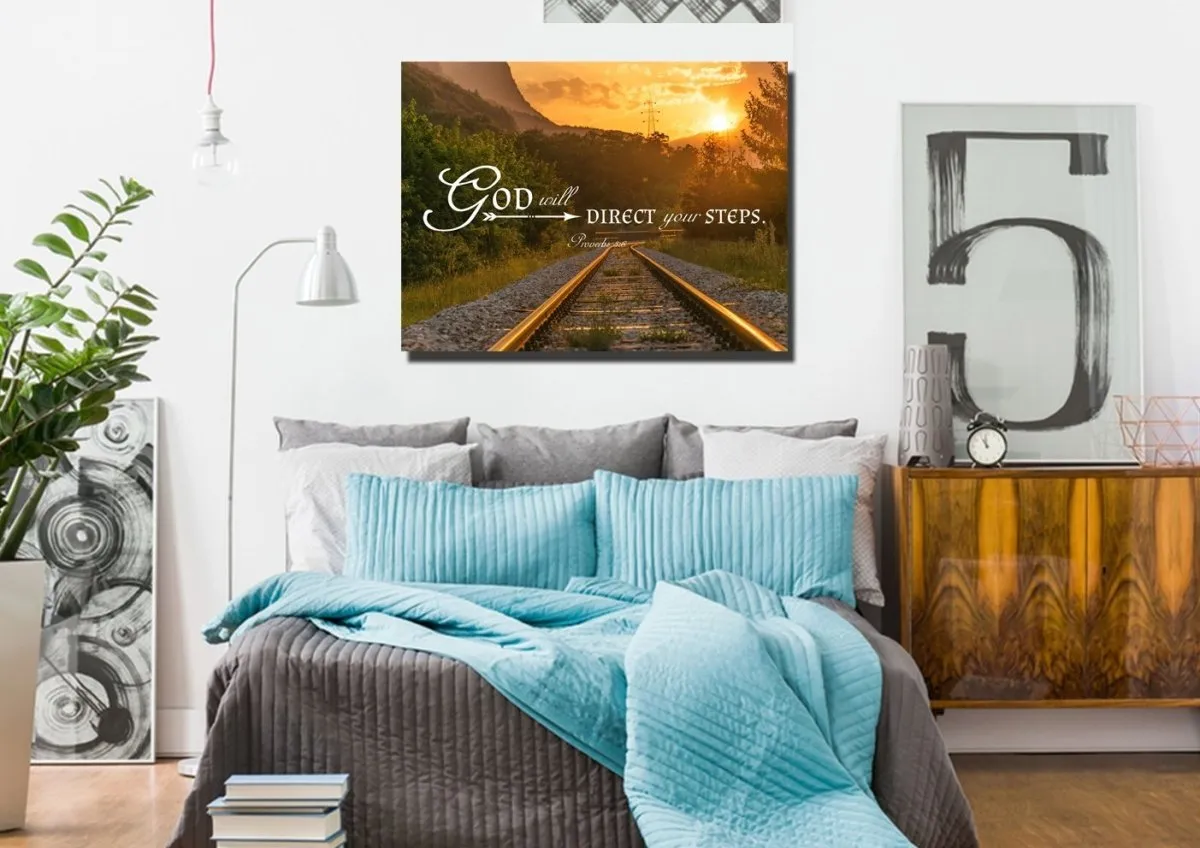 Proverbs 36 God Will Direct Your Steps Bible Verse Canvas Wall Art - Christian Canvas Wall Art