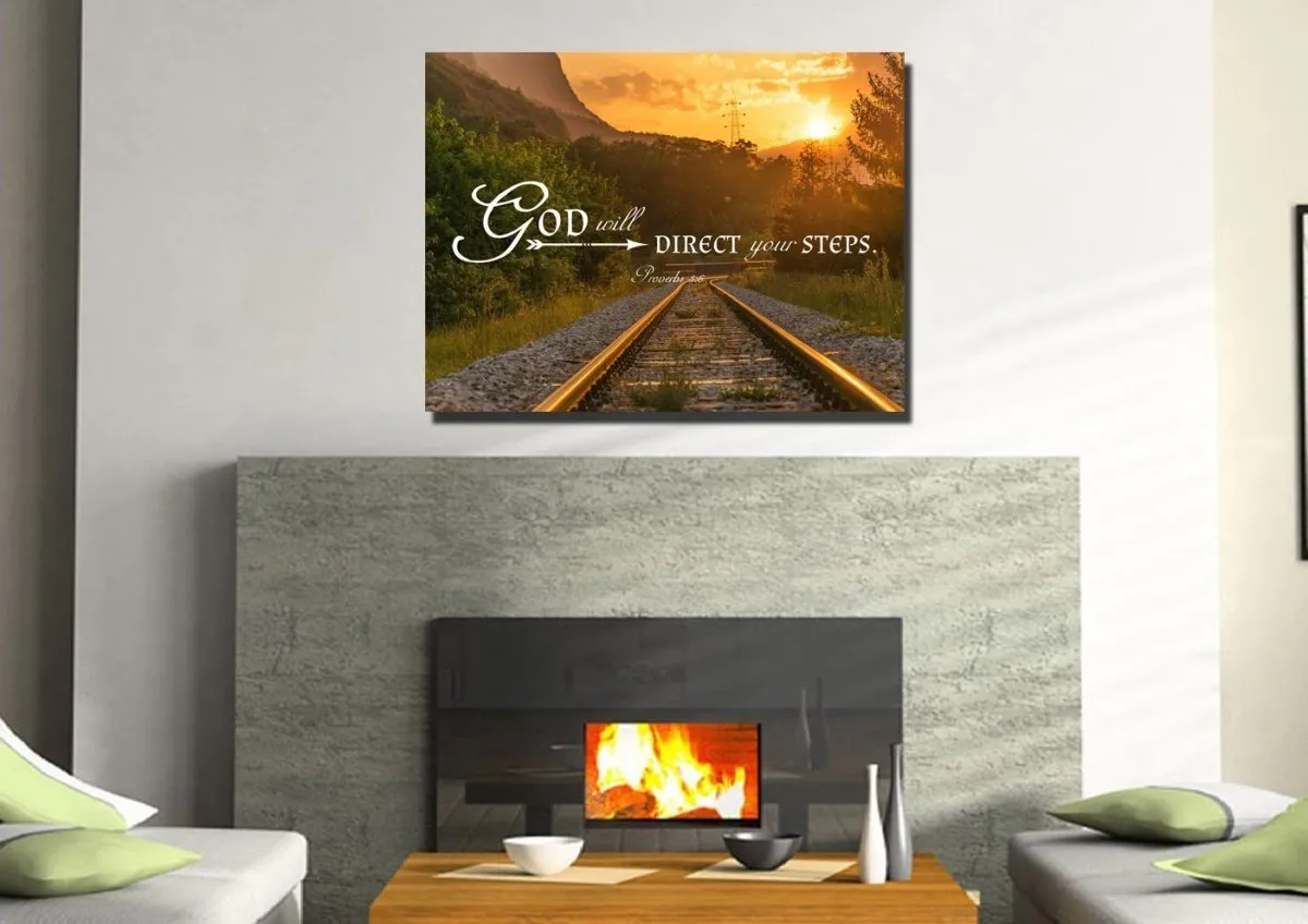 Proverbs 36 God Will Direct Your Steps Bible Verse Canvas Wall Art - Christian Canvas Wall Art