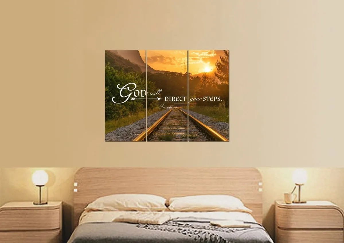 Proverbs 36 God Will Direct Your Steps Bible Verse Canvas Wall Art - Christian Canvas Wall Art