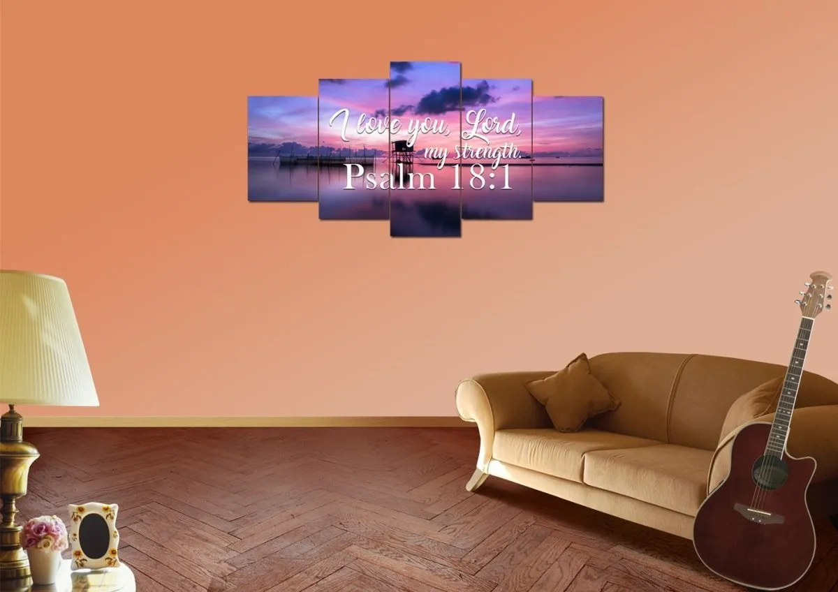 Psalm 181 I Love You Lord, My Strength' Canvas Wall Art Print - Christian Canvas Wall Art