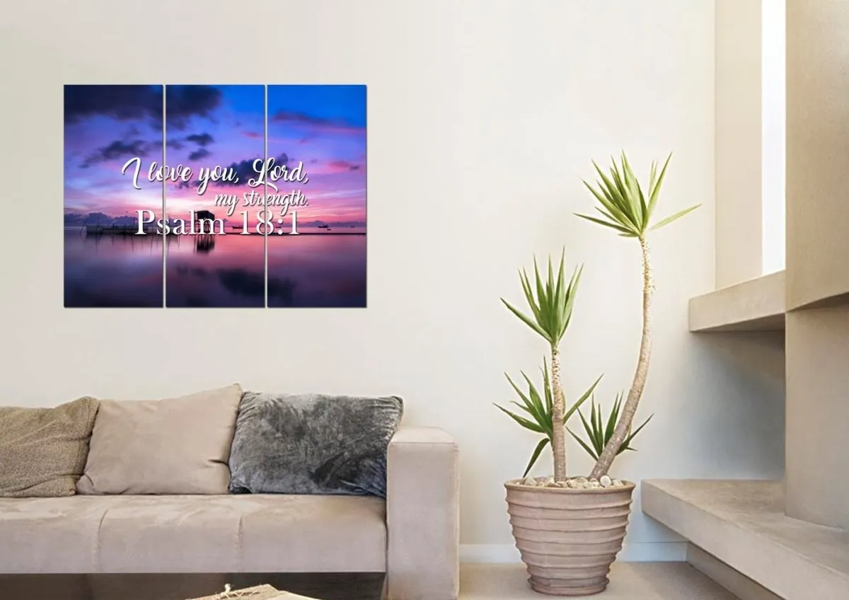Psalm 181 I Love You Lord, My Strength' Canvas Wall Art Print - Christian Canvas Wall Art