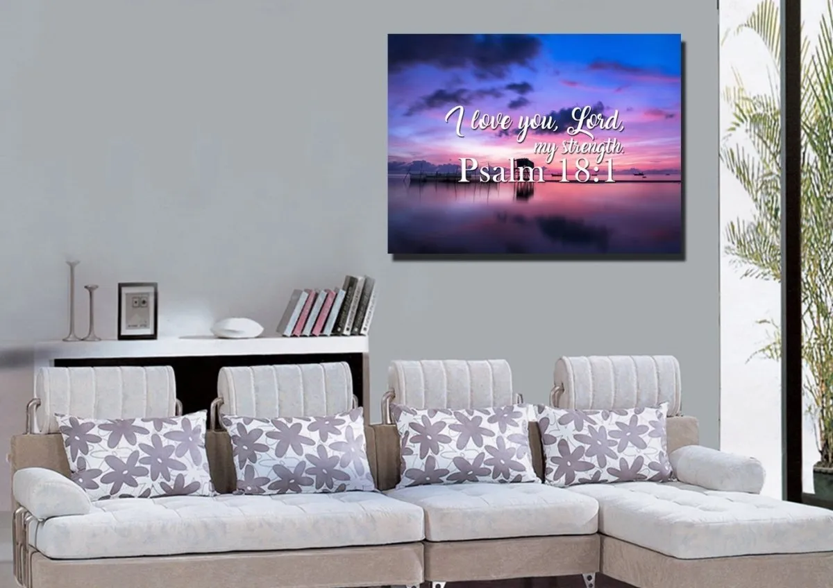 Psalm 181 I Love You Lord, My Strength' Canvas Wall Art Print - Christian Canvas Wall Art