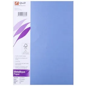 Quill Metallique Paper 120gsm A4 Blue Metallic Pack 25