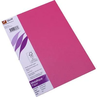 Quill Metallique Paper 120Gsm A4 Pink Pack 25
