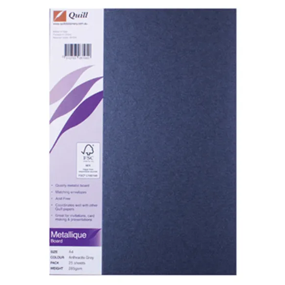 Quill Metallique Paper Metallic 120Gsm A4 Anthracite Pack 25