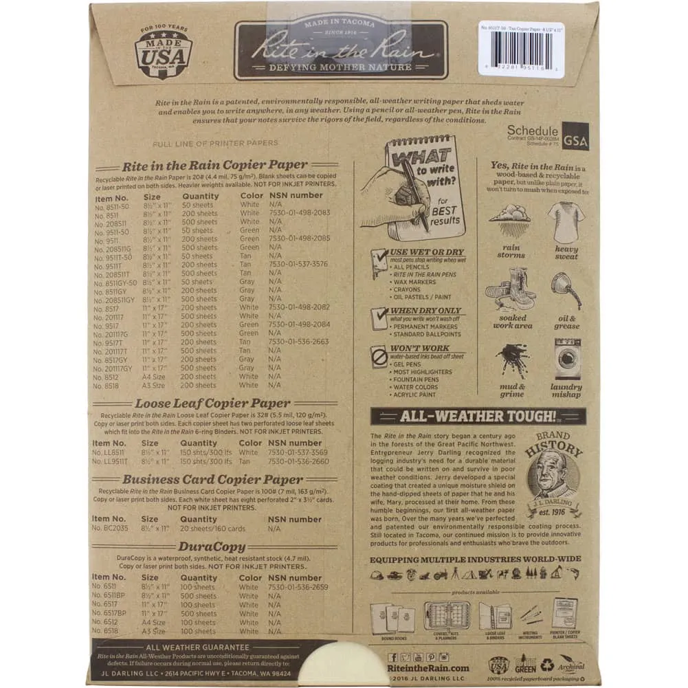 Rite in the Rain Copier Paper Coyote Brown - 50 Sheet Pack