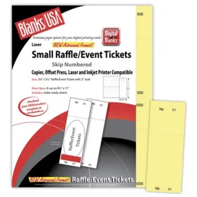 Small Yellow Raffle Tickets Paper - 2.125in. X 5.5in. - Pack of 400