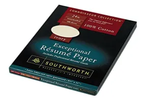 Southworth Connoisseur Collection Exceptional Resume Paper, ivory, 24lb, 100 sheets, 8 1/2" x 11"