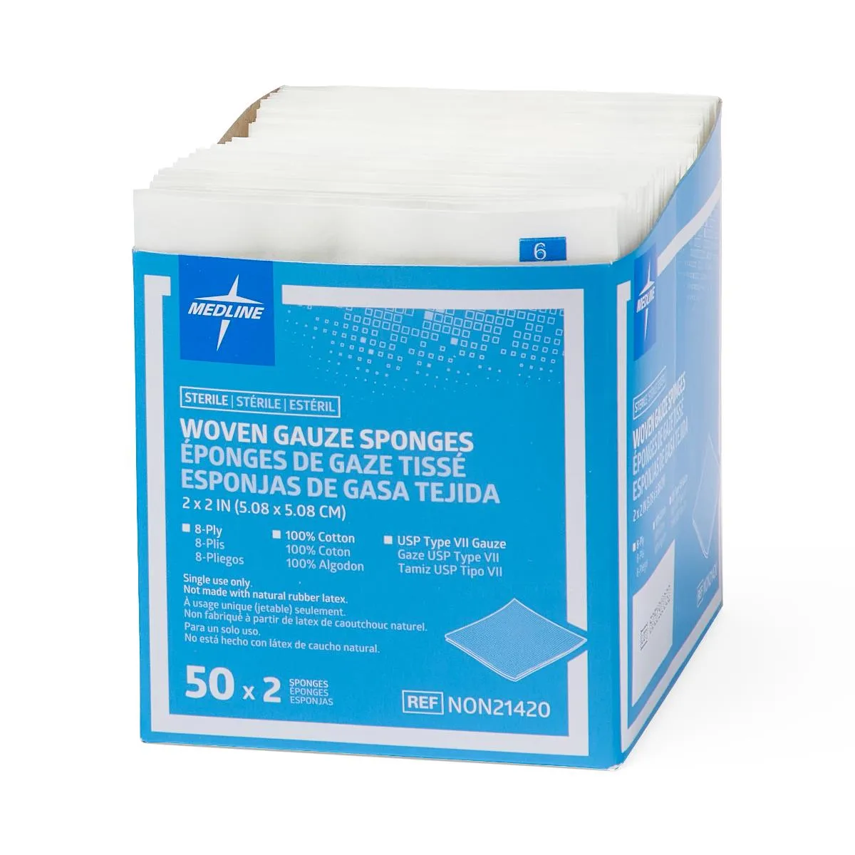 Sterile 100% Cotton Woven Gauze Sponges, Various Sizes