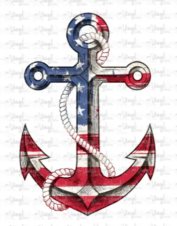 Sticker | 17i | Patriotic Anchor | Waterproof Vinyl Sticker | White | Clear | Permanent | Removable | Window Cling | Glitter | Holographic